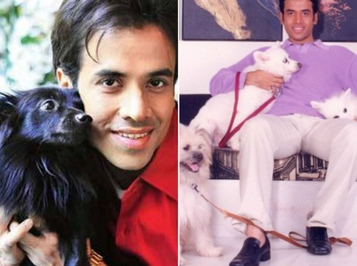 Tusshar Kapoor with dog