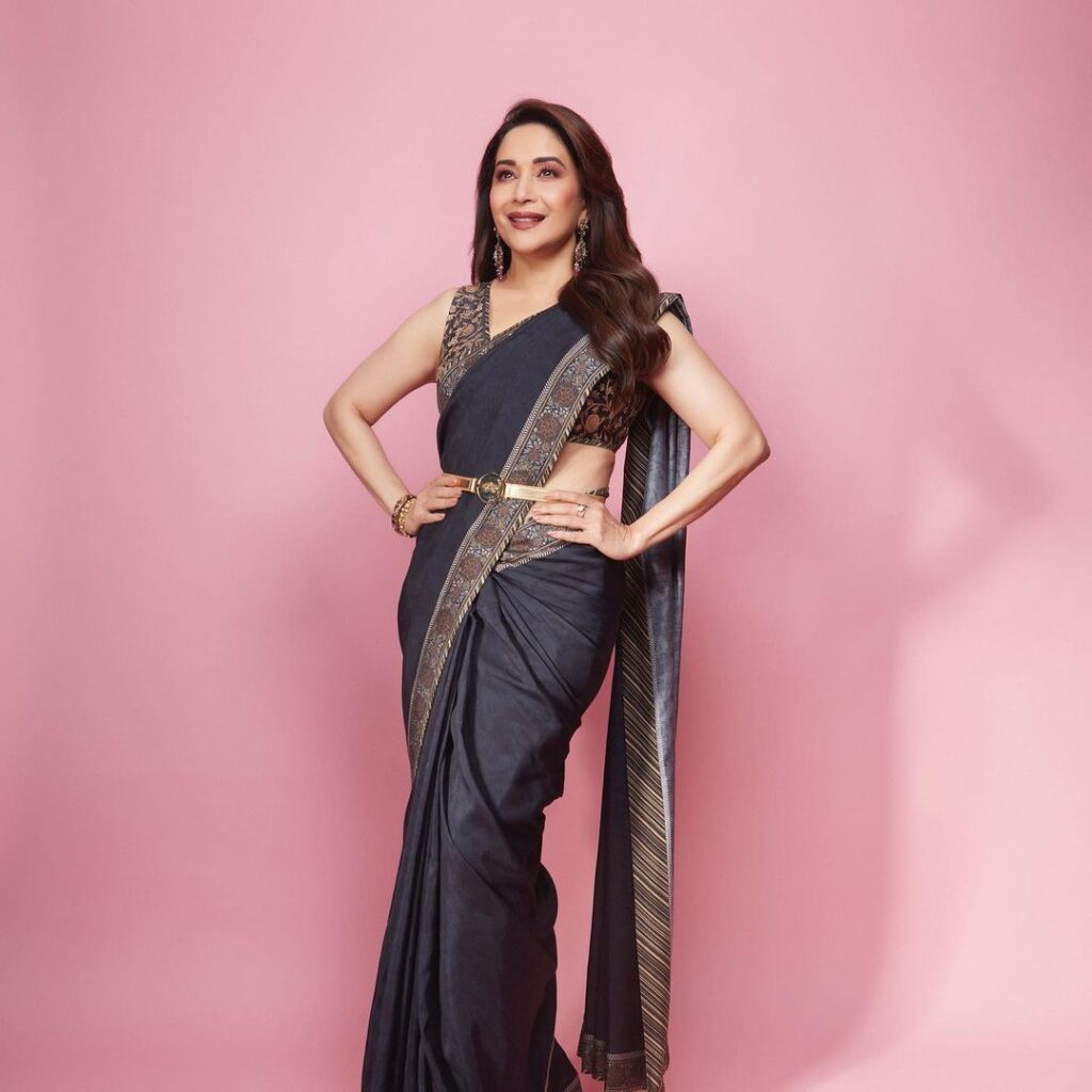 Madhuri Dixit Charismatic Grace in a Chic Saree